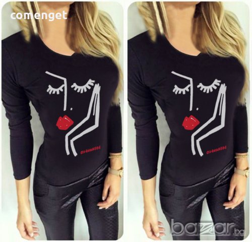 NEW! ABSTRACT FACE DSQ дамски блузи! Поръчай модел с твоя снимка! , снимка 1 - Блузи с дълъг ръкав и пуловери - 19784621