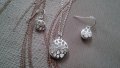  Чисто нов посребрен комплект колие с обички, снимка 1