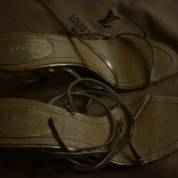 Страхотни сатенени сандали в цвят злато , снимка 4 - Сандали - 19099102