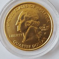 State Quarter GOLDEN PLATE 25 cents 1999 год. CONNECTICUT-1788 UNC, снимка 2 - Нумизматика и бонистика - 19323412