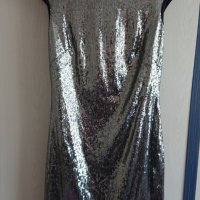 Паетна сребриста рокля внос UK, снимка 1 - Рокли - 24721988
