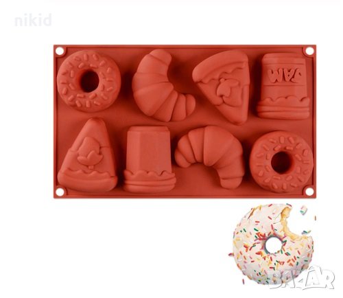 Голям размер поничка кроасан парче торта сладко дълбок силиконов молд форма за гипс шоколад фондан , снимка 1