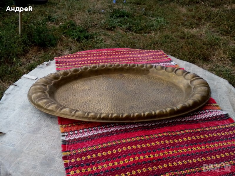 Старинен месингов поднос, снимка 1