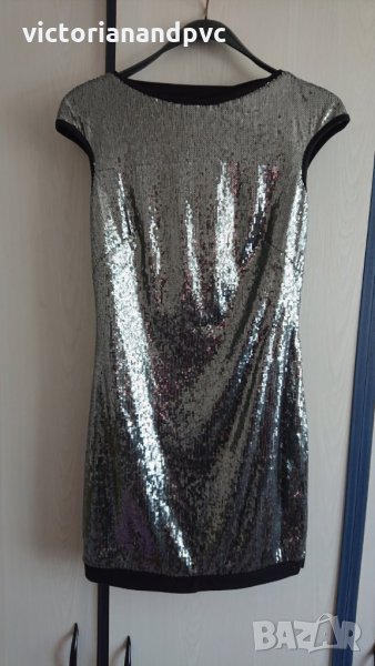Паетна сребриста рокля внос UK, снимка 1