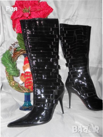 Елегантни ботуши лак и кожа на фирма Luichiny , снимка 2 - Дамски ботуши - 23847465