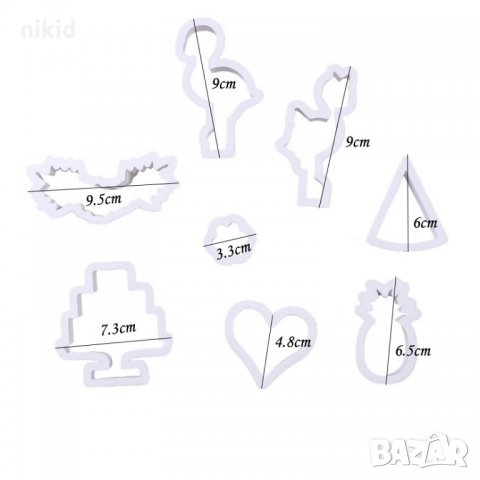 Фламинго Хаваи сет 8 пластмасови резци форми украса торта сладки бисквитки, снимка 3 - Форми - 22520386