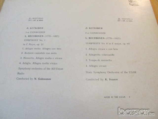 Грамофонна плоча - Симфонична музика Лудвиг ван Бетховен - Класическа музика изд.63 година., снимка 4 - Грамофонни плочи - 15031632