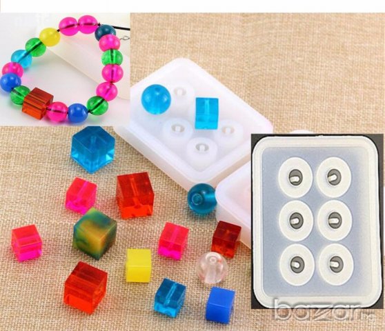 6 топчета с дупка за наниз топче силиконов молд калъп форма за бижутерски сладкарски и смола изделия