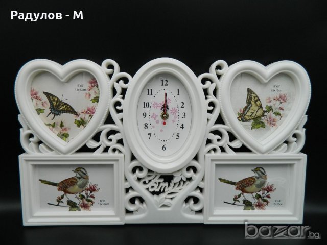 Рамка за четири снимки с часовник