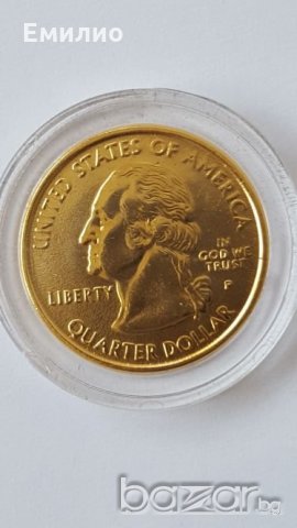 State Quarter GOLDEN PLATE 25 cents 1999 год. CONNECTICUT-1788 UNC, снимка 2 - Нумизматика и бонистика - 19323412