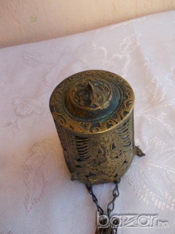 Старо бронзово домашно кандило, снимка 3 - Антикварни и старинни предмети - 13973100