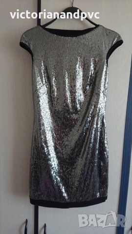 Паетна сребриста рокля внос UK