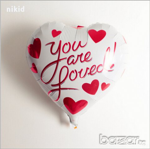 you are loved сърце фолио фолиев балон хелий и въздух 