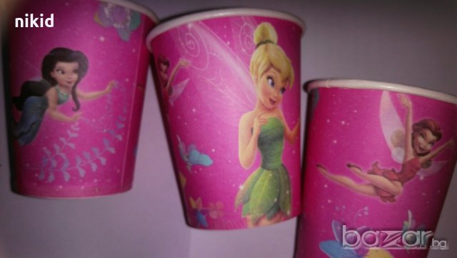 Розов фон Зън зън камбанките Tinkerbell 10 бр картонени чаши парти рожден ден