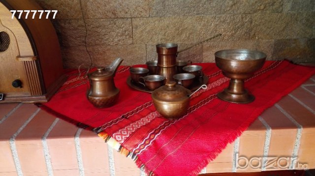 Кован меден сервиз за кафе, снимка 3 - Антикварни и старинни предмети - 19132367