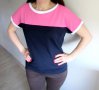 Дамска блуза в розово и тъмно синьо, снимка 1 - Корсети, бюстиета, топове - 10779284