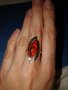 Руски златен пръстен с кехлибар , снимка 1 - Пръстени - 23500756