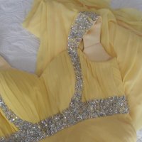 Бална рокля жълта с връзка корсет, снимка 1 - Рокли - 20563499