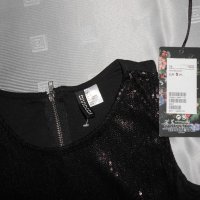 Черна рокля с пайети за парти марка H&M Divided размер S, снимка 6 - Рокли - 20395686