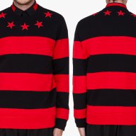 GIVENCHY RED BLACK STARS AND STRIPES Мъжки Пуловер тип Блуза размер S и M, снимка 2 - Пуловери - 7276850