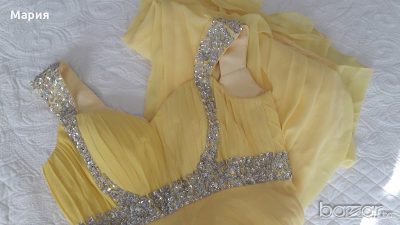 Бална рокля жълта с връзка корсет, снимка 1