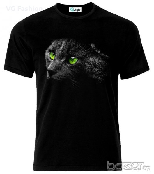 Мъжка тениска Green Cat Eyes In The Dark, снимка 1