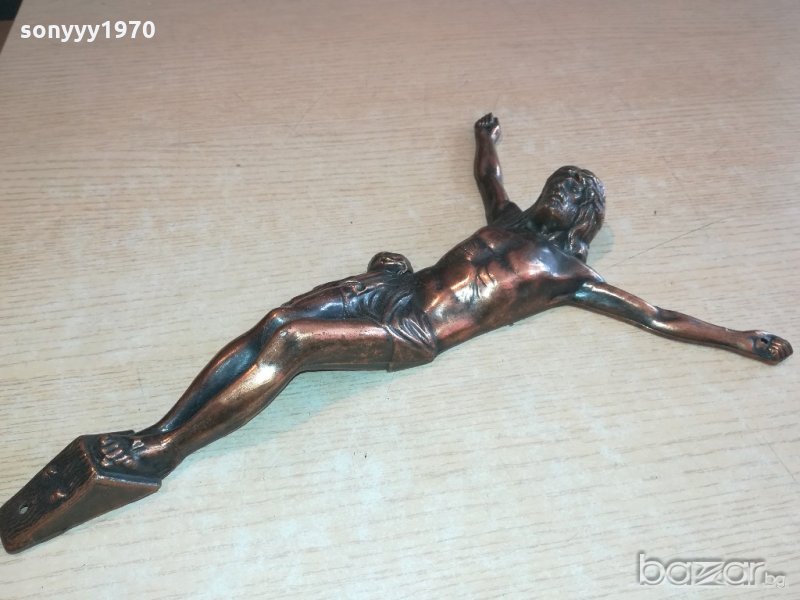 ретро колекция-христос-мед/месинг-внос швеицария-36х24см, снимка 1