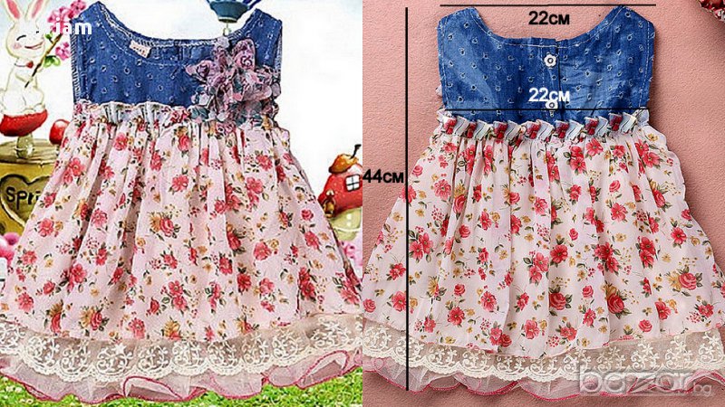 Детска рокличка от шифон с деним Floral 20лв., снимка 1