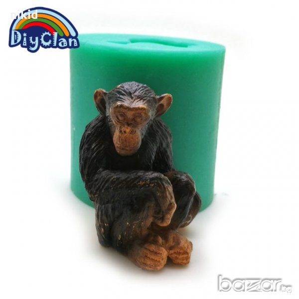 3D маймуна силиконов молд форма калъп декор торта гипс сапун фондан шоколад украса свещ, снимка 1
