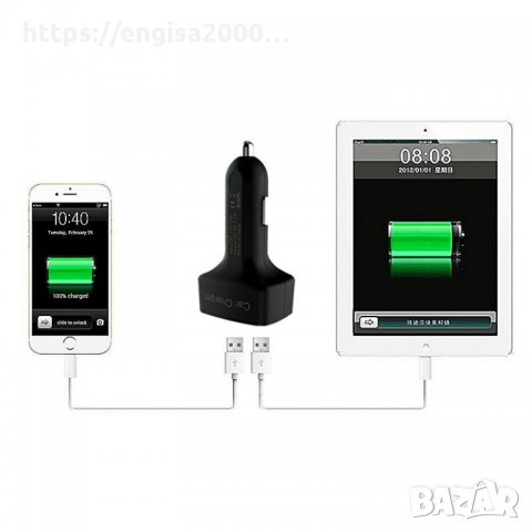 ПРОМО! Зарядно за кола с 2 USB гнезда с цифров волтметър, амперметър, термометър, снимка 4 - Друга електроника - 26100467