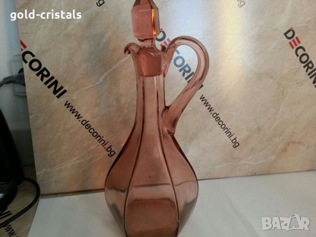 Ретро стъклени чаши и гарафа цветно розово стъкло , снимка 18 - Антикварни и старинни предмети - 26203494