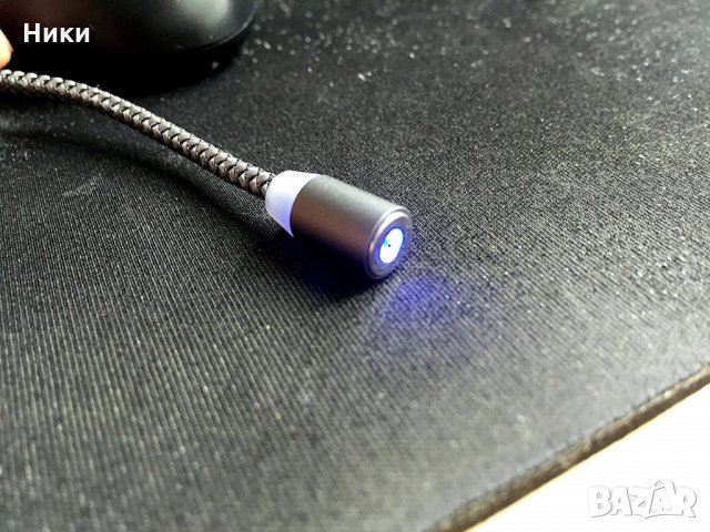 Магнитен кабел 3 в 1 - 3 накрайника: micro USB, type C, Lightning, снимка 5 - USB кабели - 22317751