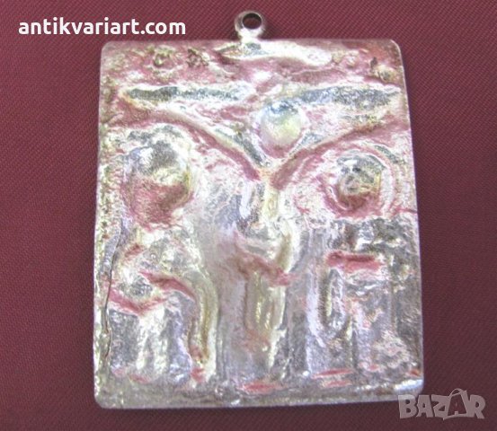 Стара Метална Мини Икона авторска маркирана, снимка 5 - Други - 25689132