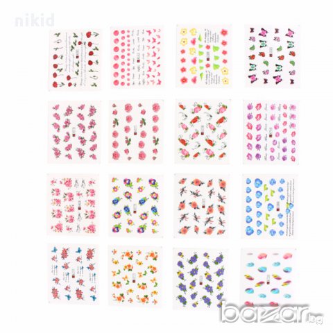 # 7  МОДЕЛ 50 БР пеперуди цветя и дантела татос ваденки водни стикери за нокти маникюр, снимка 2 - Продукти за маникюр - 15927132