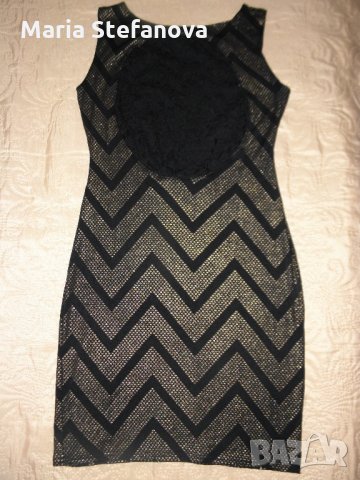 Елегантна черна рокля със златни точки, снимка 3 - Рокли - 22236150