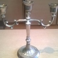 ретро свещник-made in hong kong-silver plated-26х25х12см-внос швеицария, снимка 4 - Антикварни и старинни предмети - 18346050