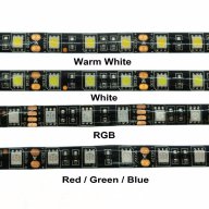 LED RGB Strip 5050 Черно PCB RGB Водоустойчива.60 диода на метър , снимка 7 - Лед осветление - 17503293