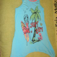Асиметрична туника без ръкав CHEROKEE в цвят тюркоаз за 9-10 години, снимка 1 - Детски Блузи и туники - 10736070