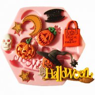 хелоуин хелуин halloween Бабаб Яга тиква череп силиконов молд за украса и декор торти и сладки за , снимка 1 - Форми - 12279472