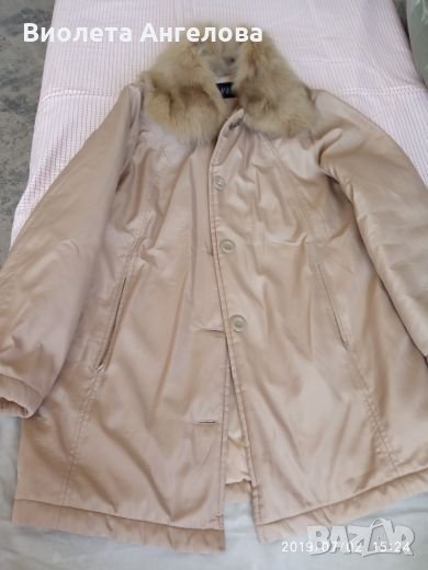 Дамско бежово палто  с подвижна яка, снимка 1
