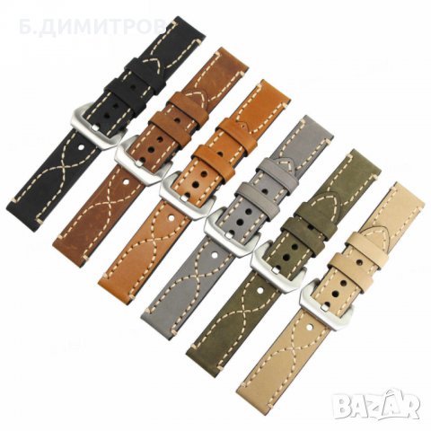 Черна кожена каишка 20мм и 22мм, снимка 5 - Каишки за часовници - 23910380
