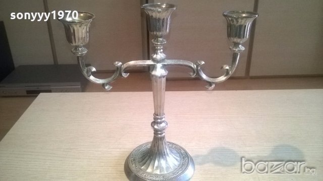 ретро свещник-made in hong kong-silver plated-26х25х12см-внос швеицария, снимка 4 - Антикварни и старинни предмети - 18346050