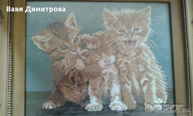 Продавам гоблен "Трите котки"., снимка 1 - Гоблени - 10754490