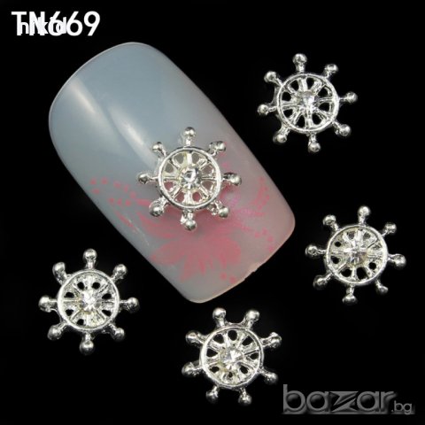 морска Рул ЗЛАТИСТ СРЕБРИСТ с камъче бижу за нокти декорация украса за маникюр, снимка 2 - Продукти за маникюр - 20837590