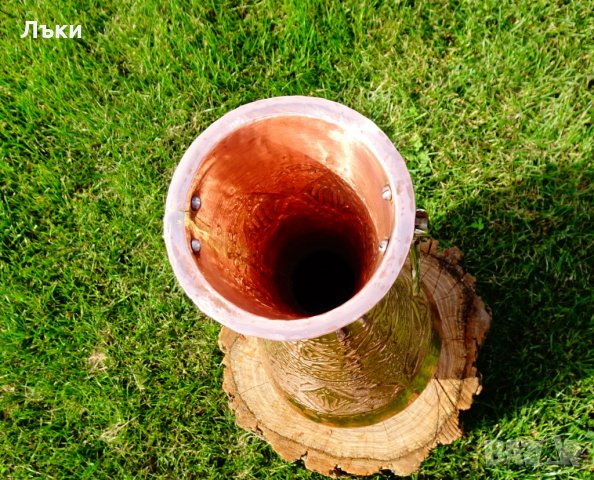Персийска медна кана,ваза Isfahan Qalamzani 53 см., снимка 2 - Антикварни и старинни предмети - 25549943