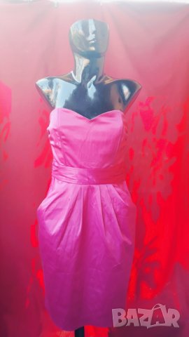 Официална цикламена къса рокля бюстие М/Л, снимка 1 - Рокли - 22608570