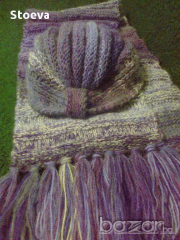 Ръчно плетена шапка тюрбан и шал, снимка 12 - Шапки - 13393097