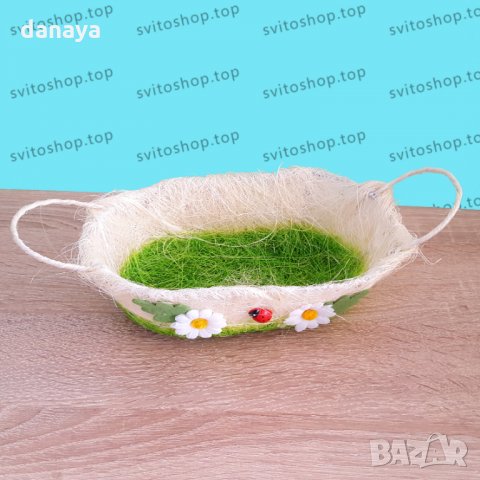 Декоративен великденски панер с дръжки овал, снимка 2 - Декорация за дома - 24884893