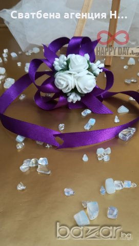 Сватбена бутониера за ръка - гривна Куин, снимка 2 - Сватбени аксесоари - 21060862