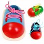 детска дървена обувка играчка за връзване образователна Монтесори, снимка 1 - Образователни игри - 17461874